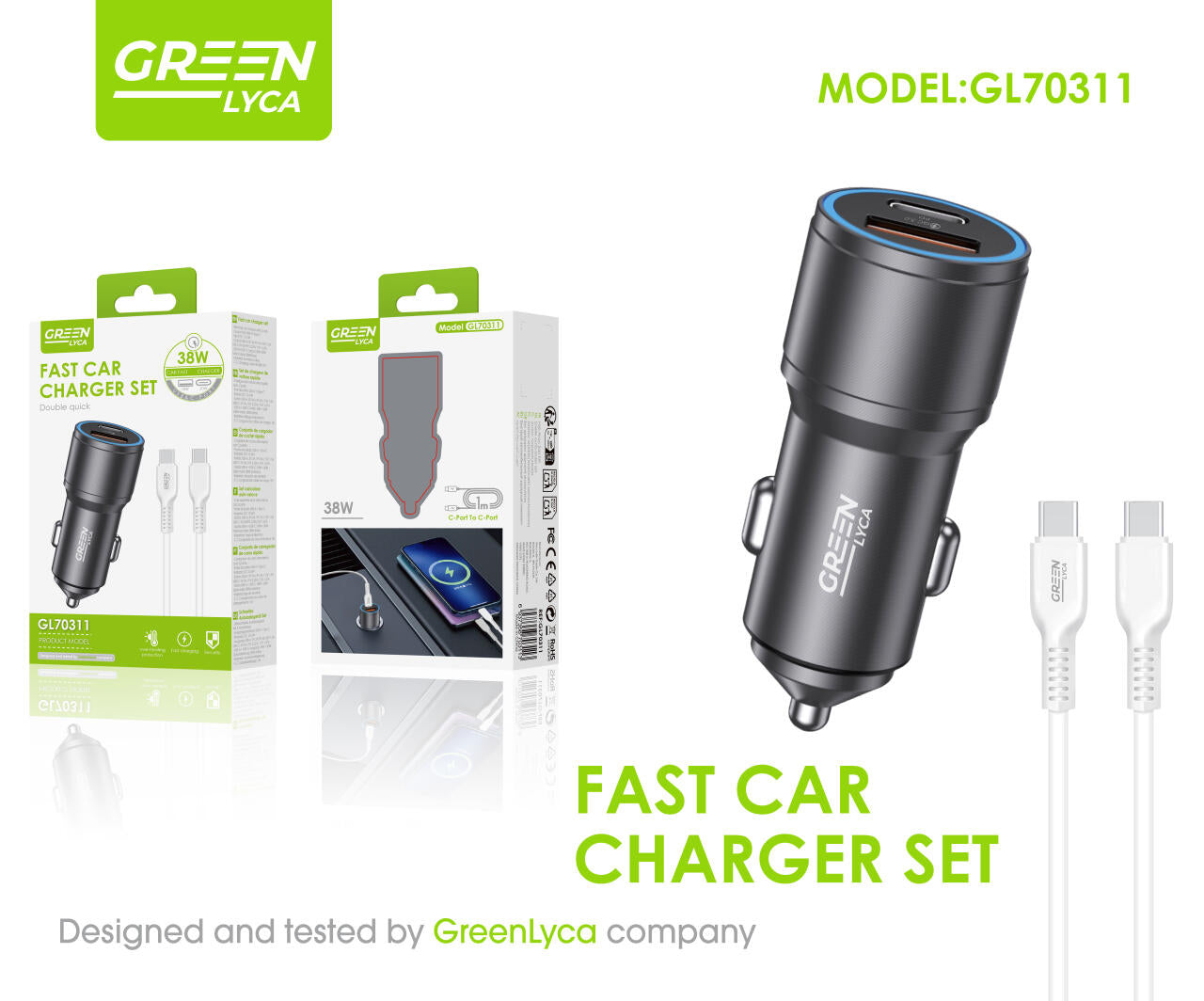 Cargador De Coche Con Cable C To C