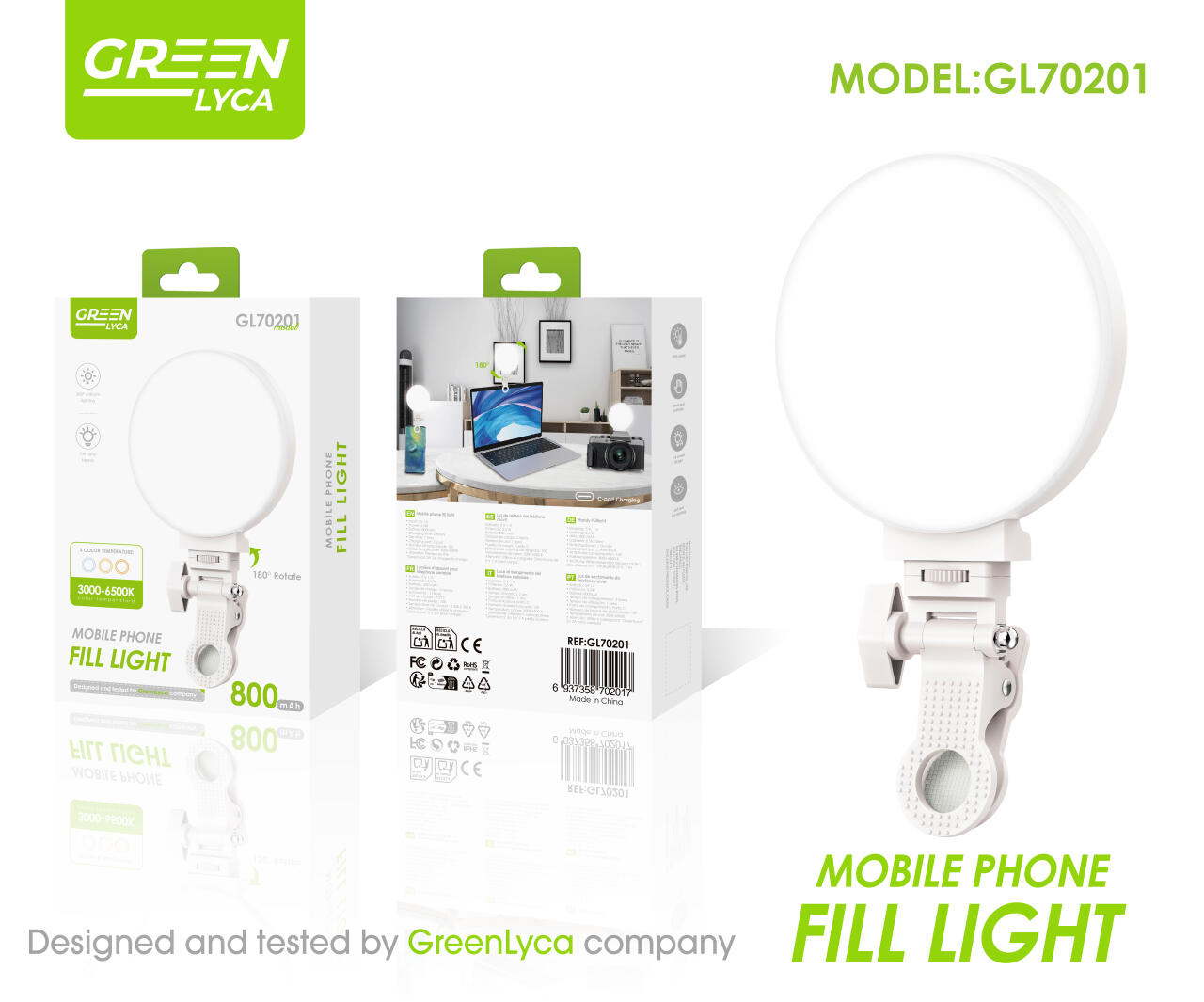 LAIMARC - Luz de Relleno para Móvil – Iluminación Portátil para Fotos y Vídeos